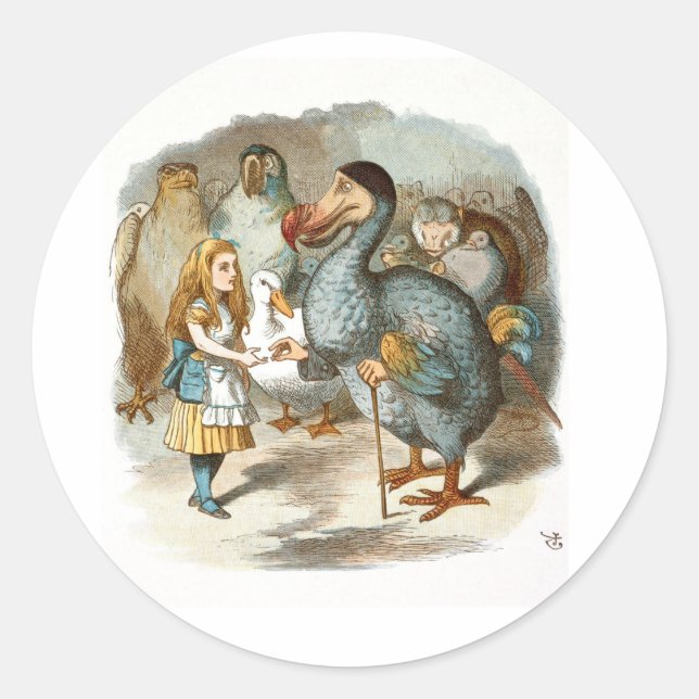 Alice spricht mit dem Dodo Runder Aufkleber (Vorderseite)
