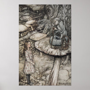 Alice spricht mit der Raupe Small Poster