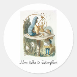 Alice spricht mit Raupe Runder Aufkleber