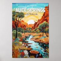 Alice Springs Australia Reisen Art Vintag