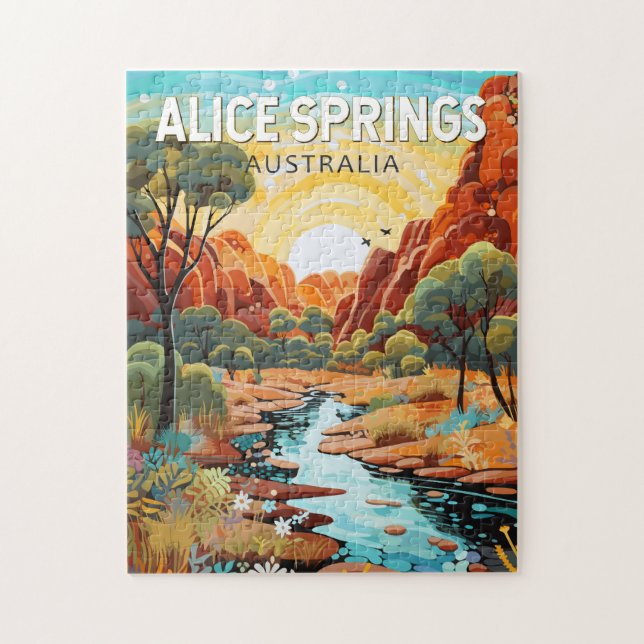 Alice Springs Australia Reisen Art Vintag Puzzle (Vertikal)