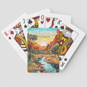 Alice Springs Australien Reise Kunst Vintage Spielkarten