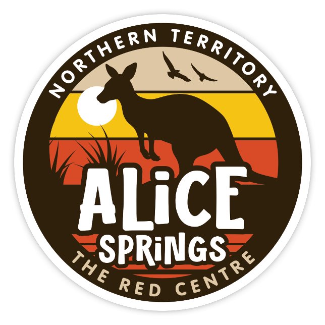 Alice Springs, NT Australia Aufkleber (Alice Springs, Northern Territory Retro Round Sticker)
