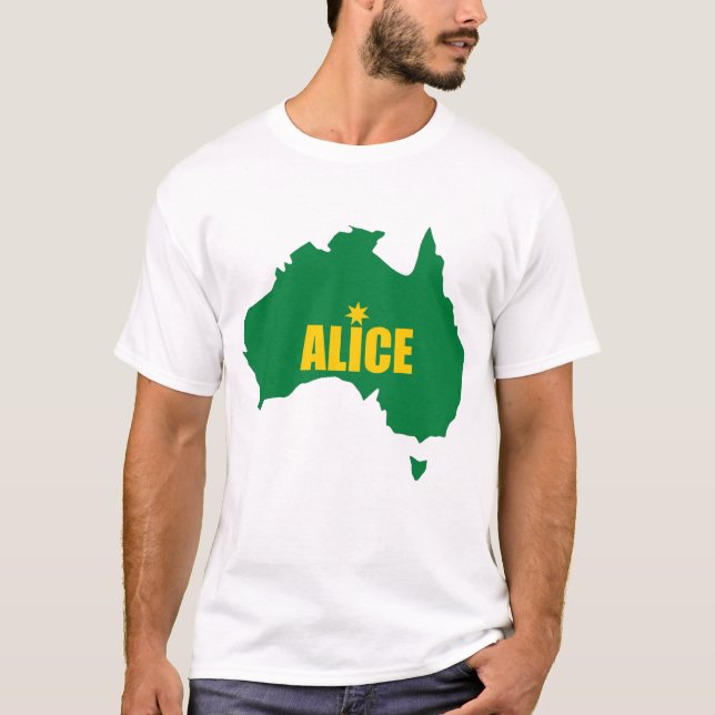 Alice- Springsgrün und Goldkarten-T - Shirt (Vorderseite)