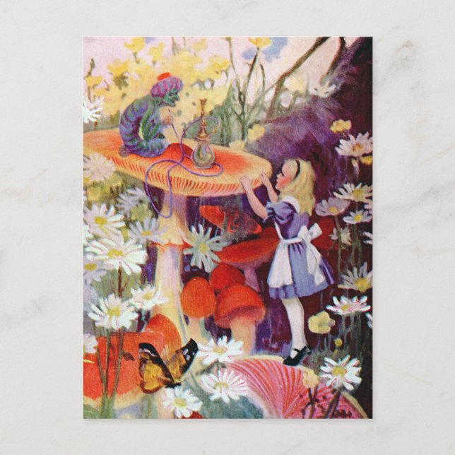 Alice sucht Rat von der Raupe Postkarte (Vorderseite)