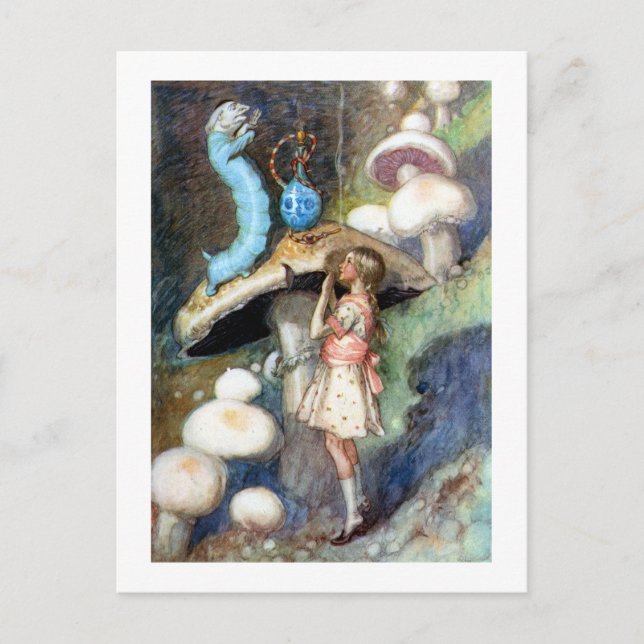 Alice Sucht Rat von der Raupe Postkarte (Vorderseite)