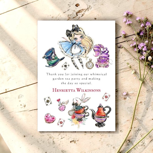 Alice Tea Party Whimsical Garden Thank You Card Dankeskarte (Von Creator hochgeladen)