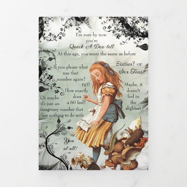 Alice Tee Cup, 60. Geburtstag Dreifach Gefaltete Urlaubskarte (Cover)