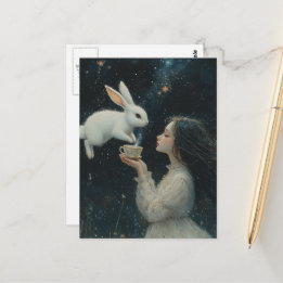 Alice Tee mit der Kaninchen-Fantasie Postkarte