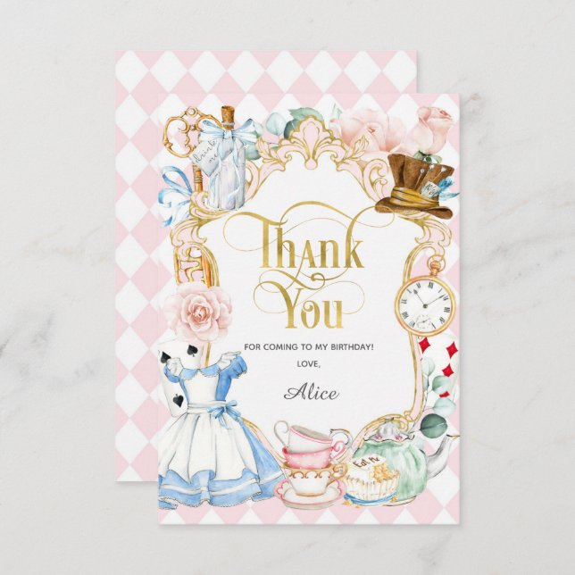 Alice Tee Party Wunderland, Geburtstag danke Auto (Vorne/Hinten)