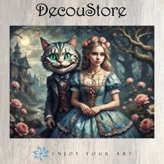 Alice & the Cheshire Cat Decoupage Seidenpapier