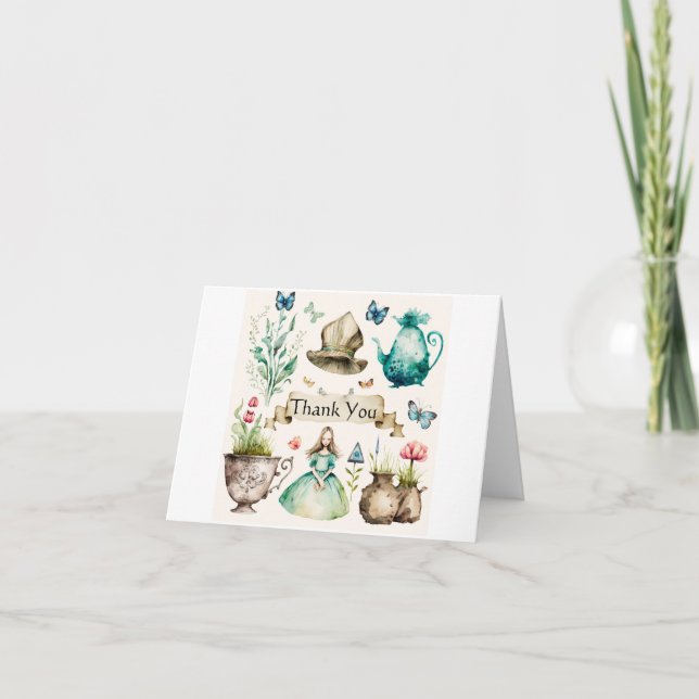 Alice-Thema Dankeskarte (Vorderseite)