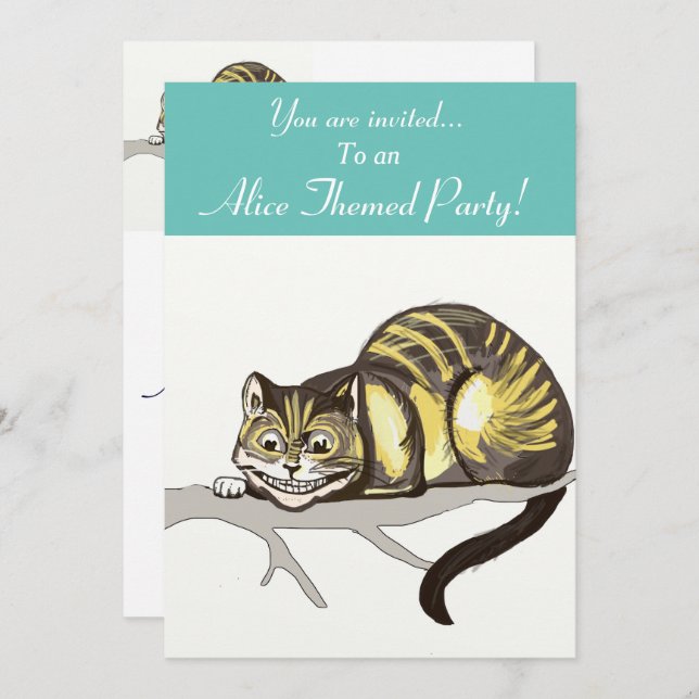 Alice Themed Party Einladung (Vorne/Hinten)