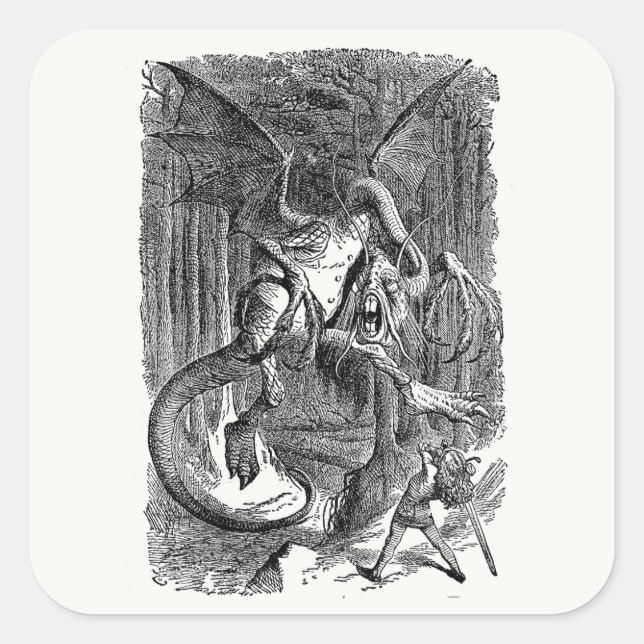 Alice Through the Looking Glass - The Jabberwocky Quadratischer Aufkleber (Vorderseite)