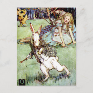 Alice trifft auf eine Kaninchenablenkung Postkarte