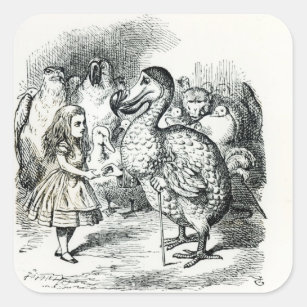 Alice trifft den Dodo Quadratischer Aufkleber