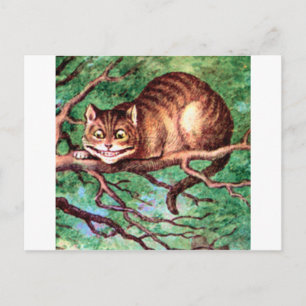 Alice trifft die Cheshire-Katze in Wonderland Postkarte