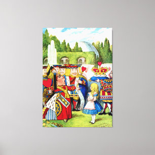 Alice trifft die Königin des Herzens im Wunderland Leinwanddruck