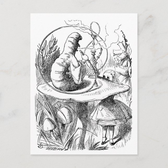 Alice trifft die Raupe - Alice im Wunderland Postkarte (Vorderseite)