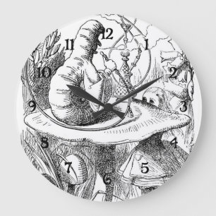 Alice trifft die Raupe - Alicen im Wunderland Große Wanduhr
