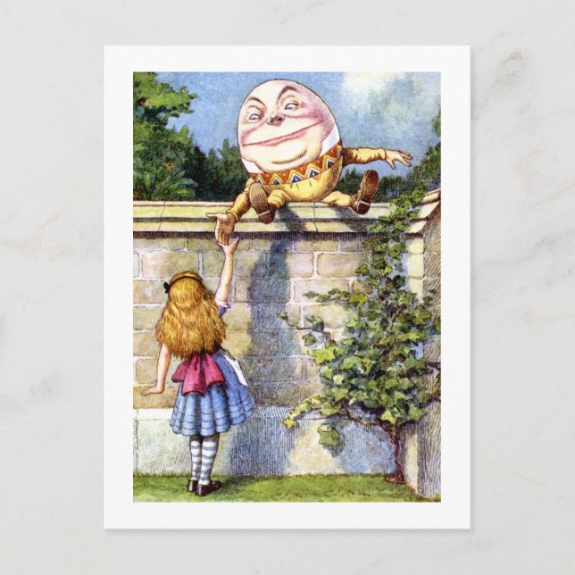 Alice trifft Humpty Dumpty im Märchenland Postkarte (Vorderseite)