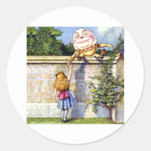 Alice trifft Humpty Dumpty in Wonderland Runder Aufkleber