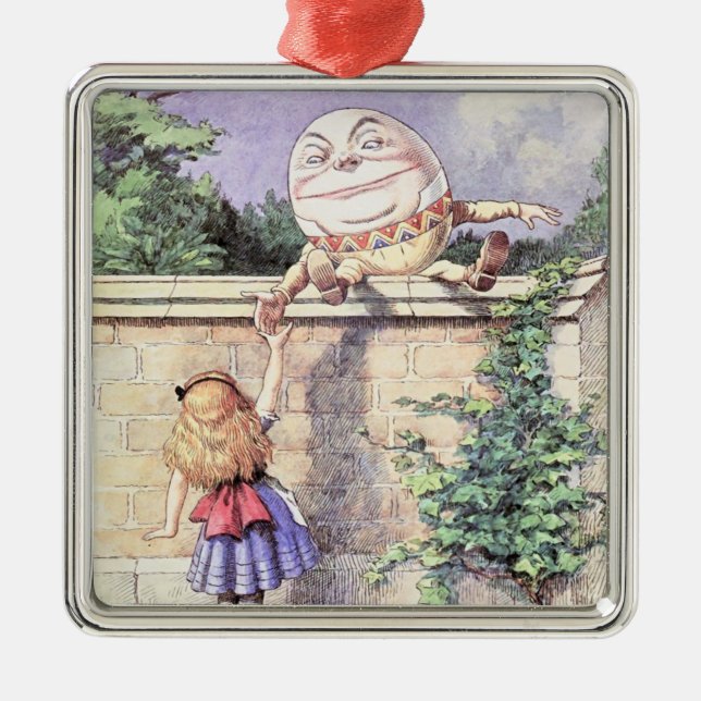 Alice trifft Humpty Dumpty Silbernes Ornament (Vorne)