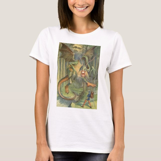 Alice u. das Jabberwocky in farbenreichem T-Shirt (Vorderseite)