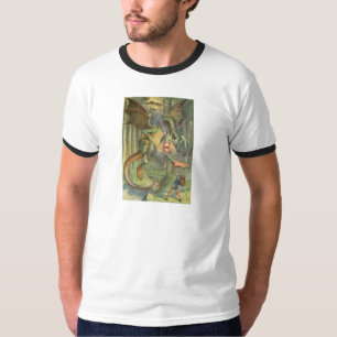 Alice u. das Jabberwocky in farbenreichem T-Shirt