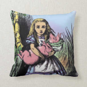 Alice u. das Schwein-Baby in Pastell-Amerikaner Kissen
