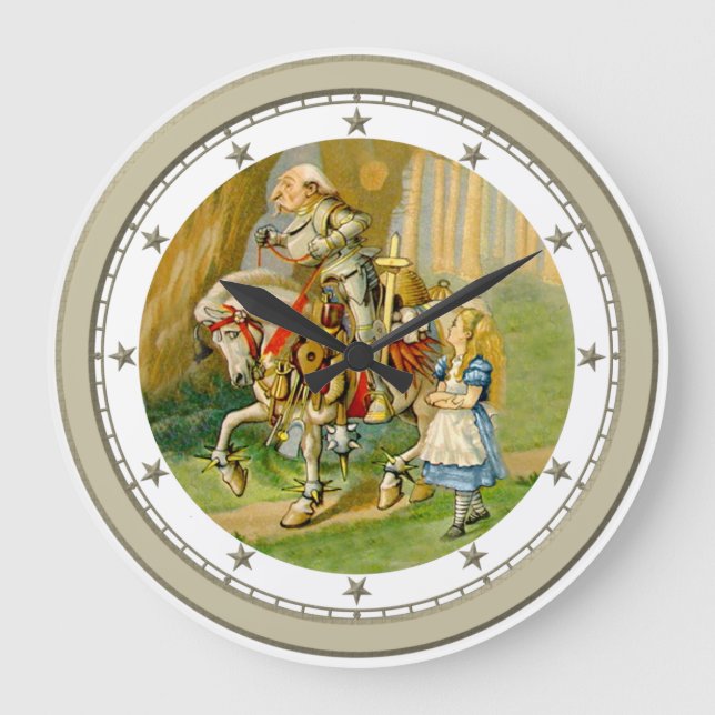 Alice u. der weiße Ritter durch den Spiegel Große Wanduhr (Vorderseite)