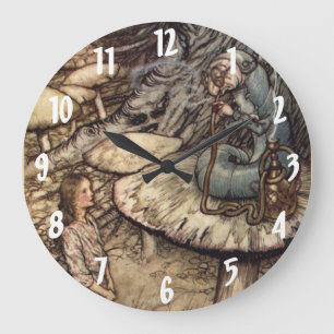 Alice u. die Wand-Uhr Raupen-Arthurs Rackham Große Wanduhr