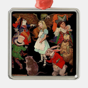 Alice umgeben von Freunden Ornament Aus Metall