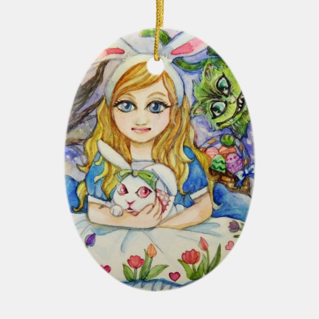 Alice und Bunny Keramik Ornament (Vorne)