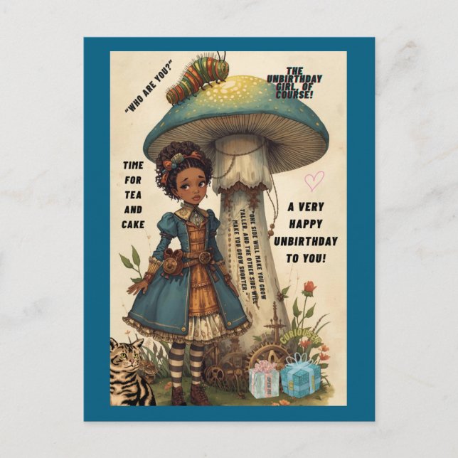 Alice und Caterpillar Nicht-Geburtstagspostkarte Postkarte (Vorderseite)