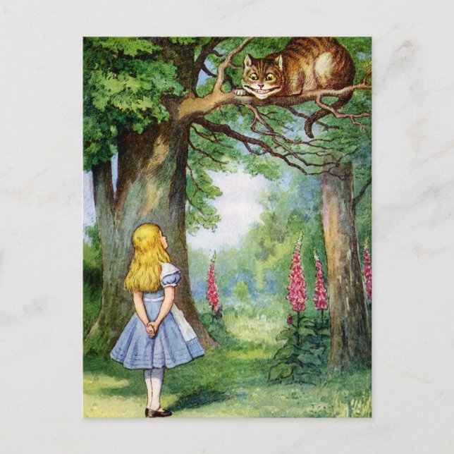 ALICE UND CHESHIRE CAT POSTKARTE (Vorderseite)