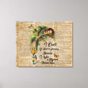 Alice und Cheshire Cat Quote Dictionary Art Leinwanddruck