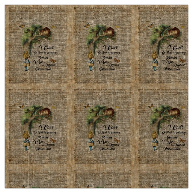 Alice- und Cheshire-Katzen-Zitat-Wörterbuch-Kunst Stoff (Muster)