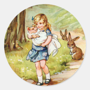 Alice und das Ferkelbaby Runder Aufkleber