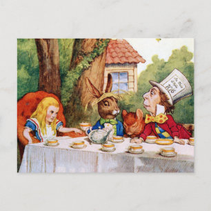 Alice und das Mad Hatter's Tea Party im Wunderland Postkarte