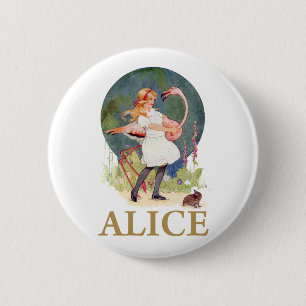 ALICE UND DAS ROSA FLAMINGO-SPIEL-KROKETT BUTTON
