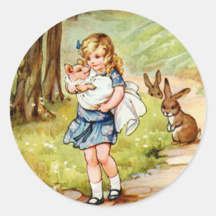 Alice und das Schweine Baby Runder Aufkleber