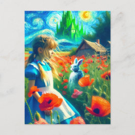 Alice und das weiße Kaninchen geben Oz Van Gogh St Postkarte