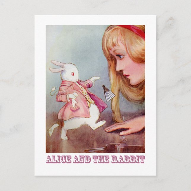ALICE UND DAS WEISSE RABBIT POSTKARTE (Vorderseite)
