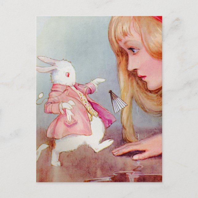 ALICE UND DAS WEISSE RABBIT POSTKARTE (Vorderseite)