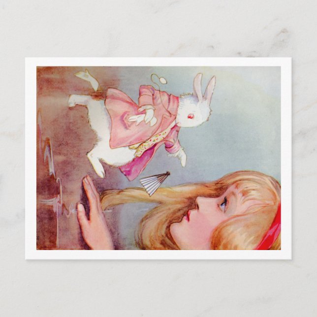 ALICE UND DAS WEISSE RABBIT POSTKARTE (Vorderseite)