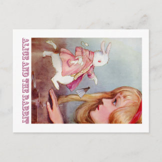 ALICE UND DAS WEISSE RABBIT POSTKARTE