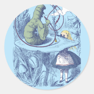 Alice und der Caterpillar Rund Sticker