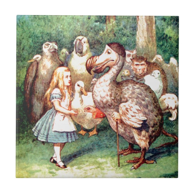 Alice und der Dodo-Vogel im Märchenland Fliese (Vorderseite)
