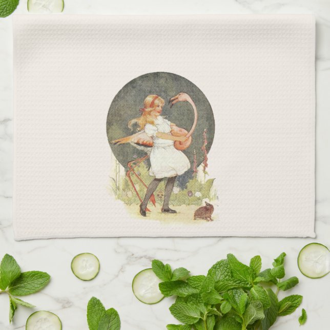 Alice und der Flamingo Handtuch (Gefaltet)